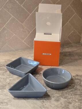 Le Creuset Stoneware Tapas Dishes Set Of 3 Chambray Blue Bowls